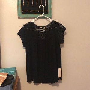 Black lace loralette top 2x